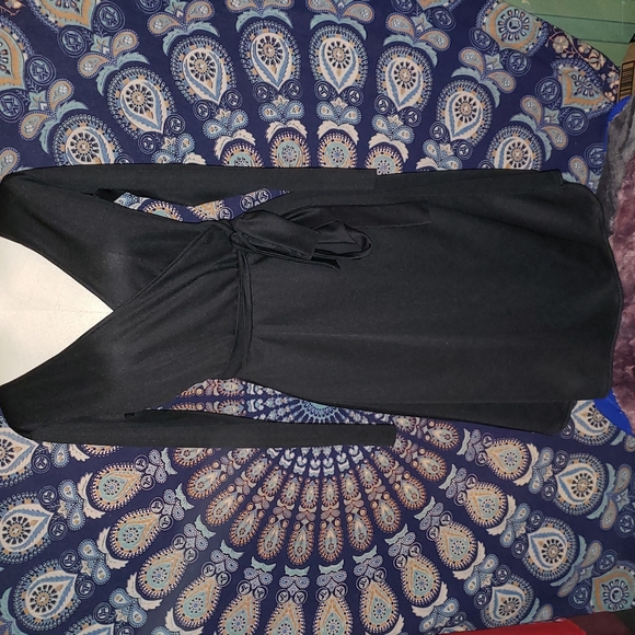 Vintagw Black long sleeve wrap dress size 6/8 - Picture 6 of 7